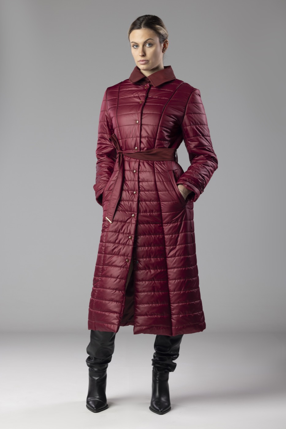 Modular Trench Configurazione 1 — Tutto trapuntato Cherry Red monocromatico